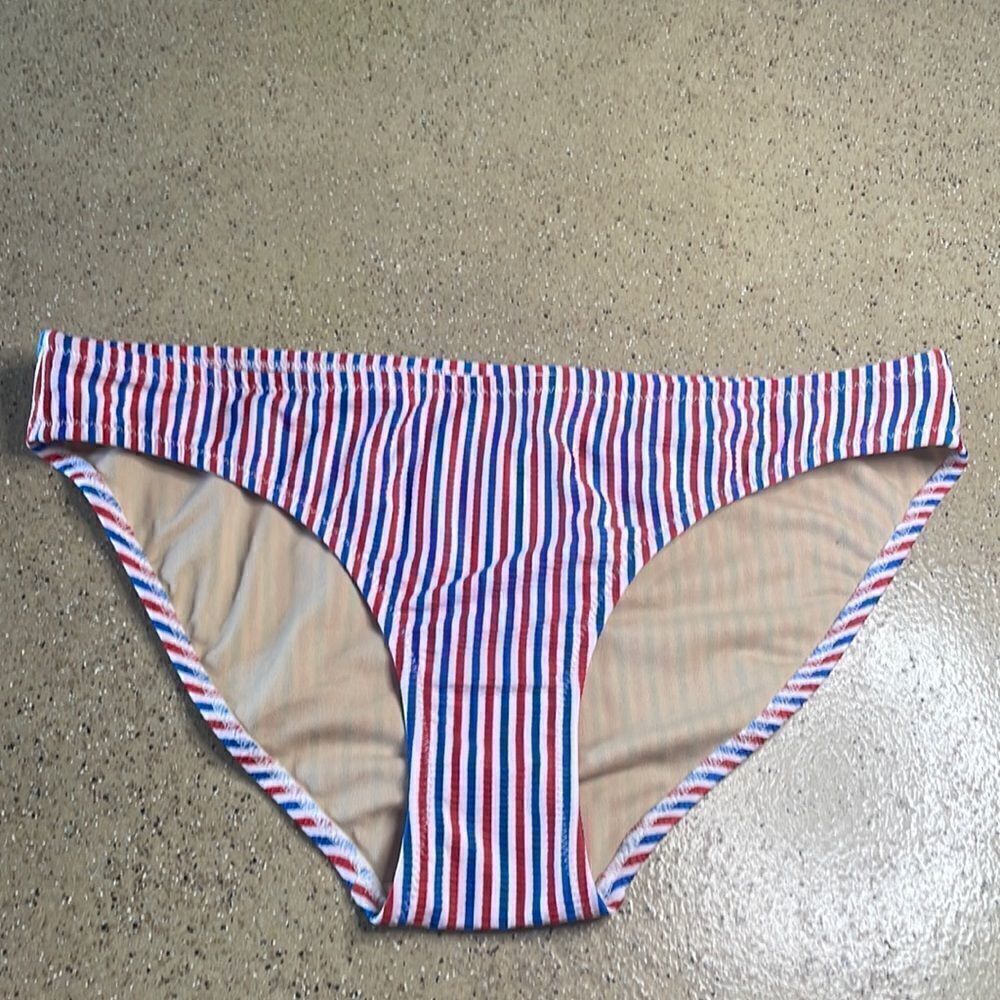 Old Navy red white blue striped seersucker bikini bottom sz L